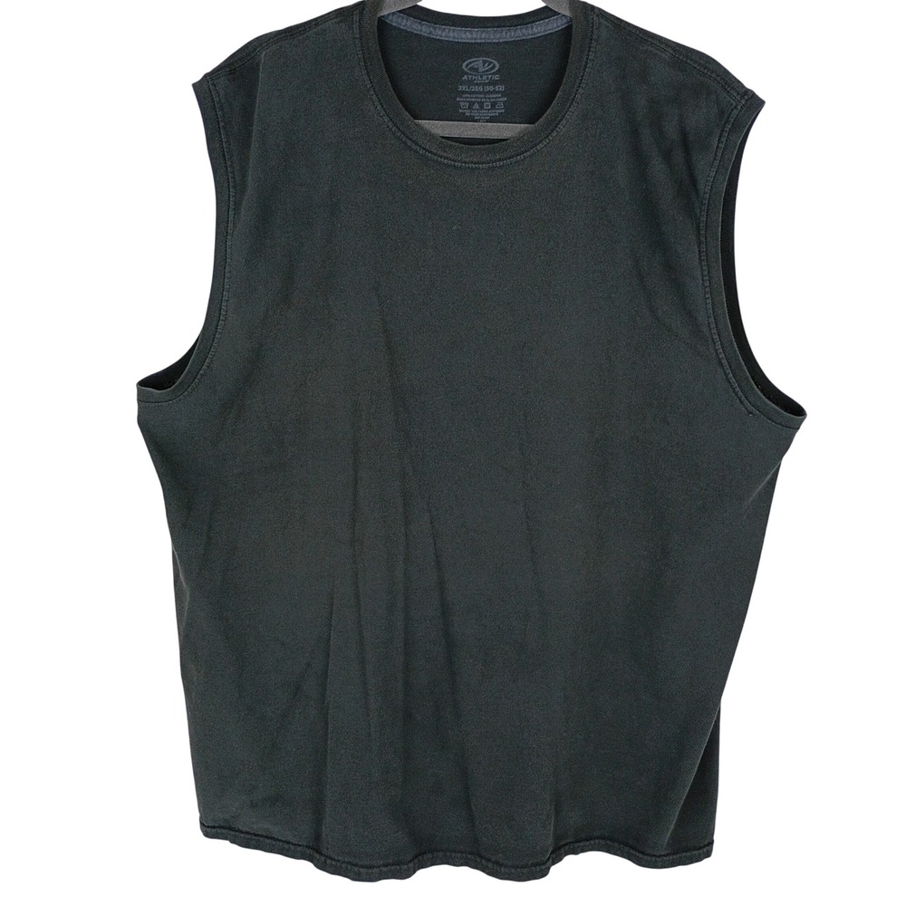 Athletic Works Mens 2XL Black Muscle Tee Sleeveless Cotton Gym Shirt 50-52 - Picture 1 of 5